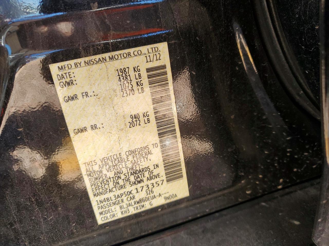 2013 NISSAN ALTIMA 3.5 S photo 12