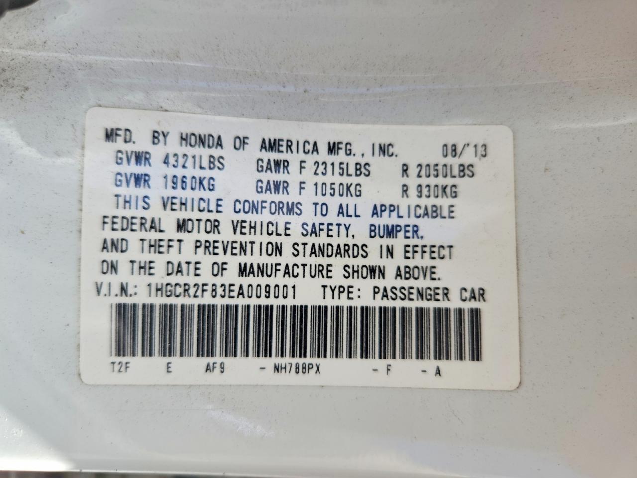 2014 HONDA ACCORD EXL photo 12