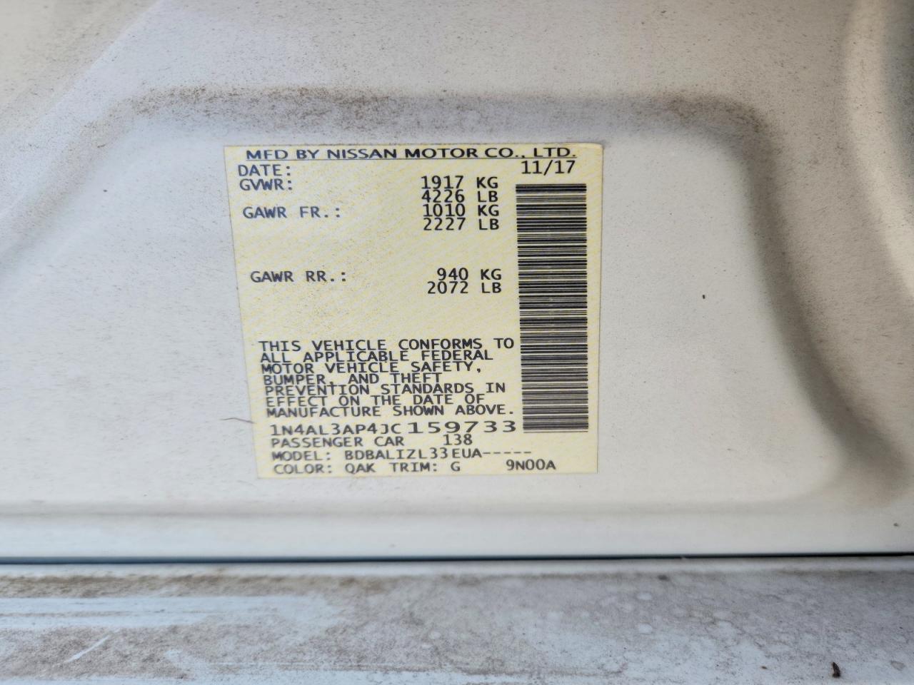 2018 NISSAN ALTIMA 2.5 SV photo 23