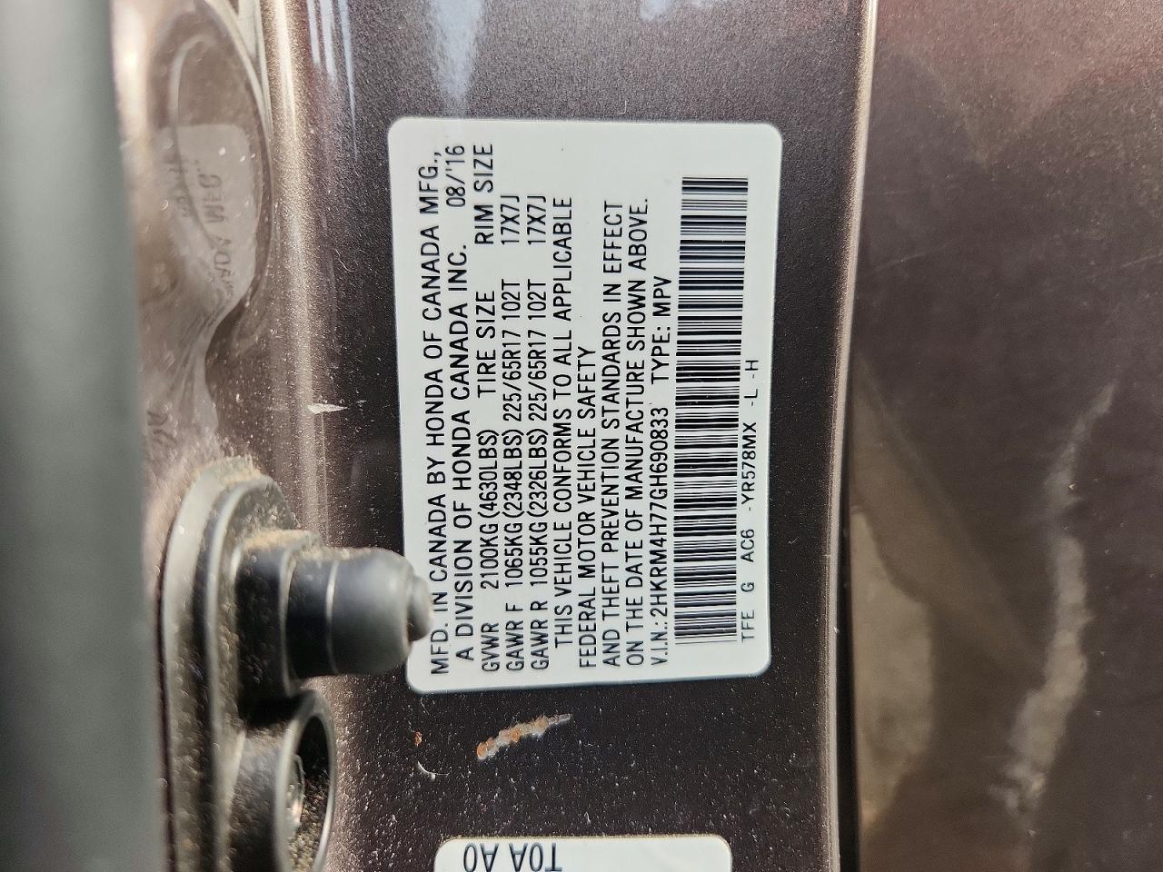 2016 HONDA CR-V EXL photo 37