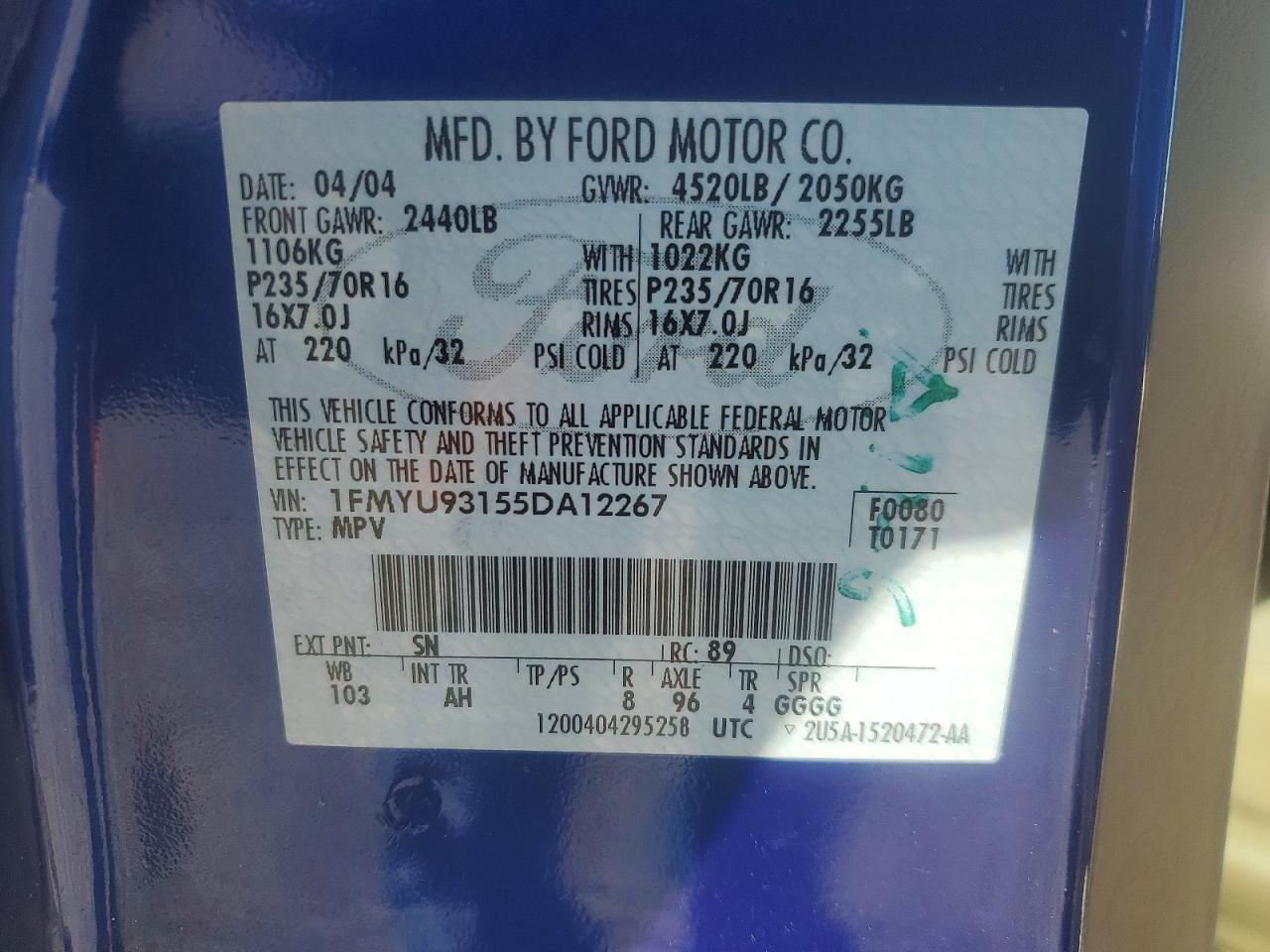 2005 FORD ESCAPE XLT photo 13