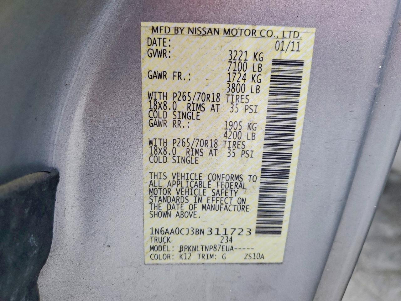 2011 NISSAN TITAN S photo 49