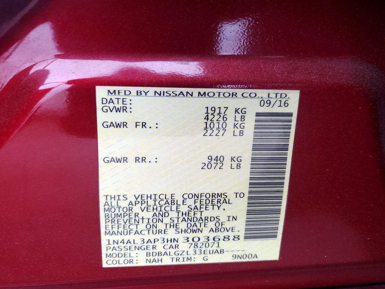 2017 NISSAN ALTIMA 2.5 S photo 34