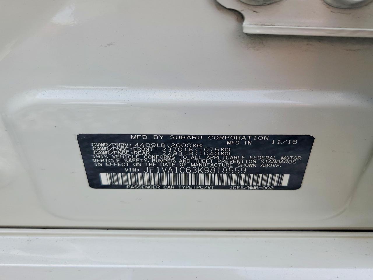 2019 SUBARU WRX PREMIUM photo 34