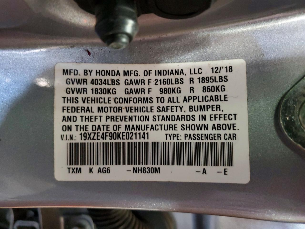 2019 HONDA INSIGHT TOURING photo 13