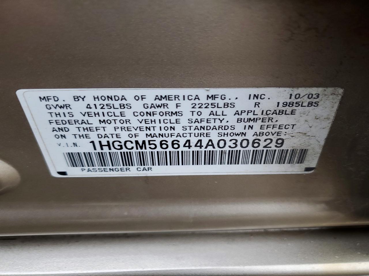 2004 HONDA ACCORD EX photo 12