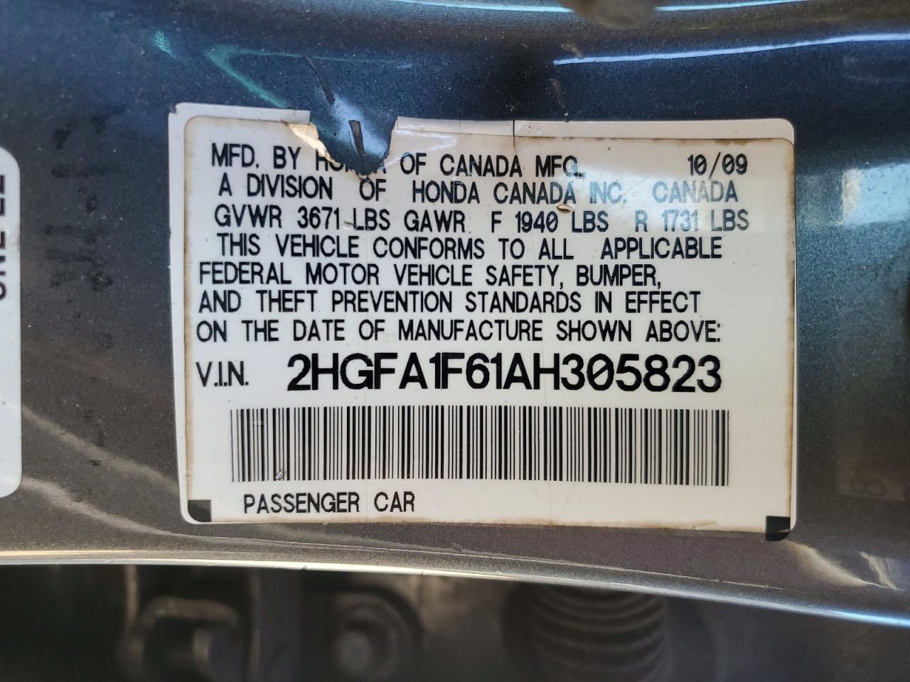 2010 HONDA CIVIC LX-S photo 12