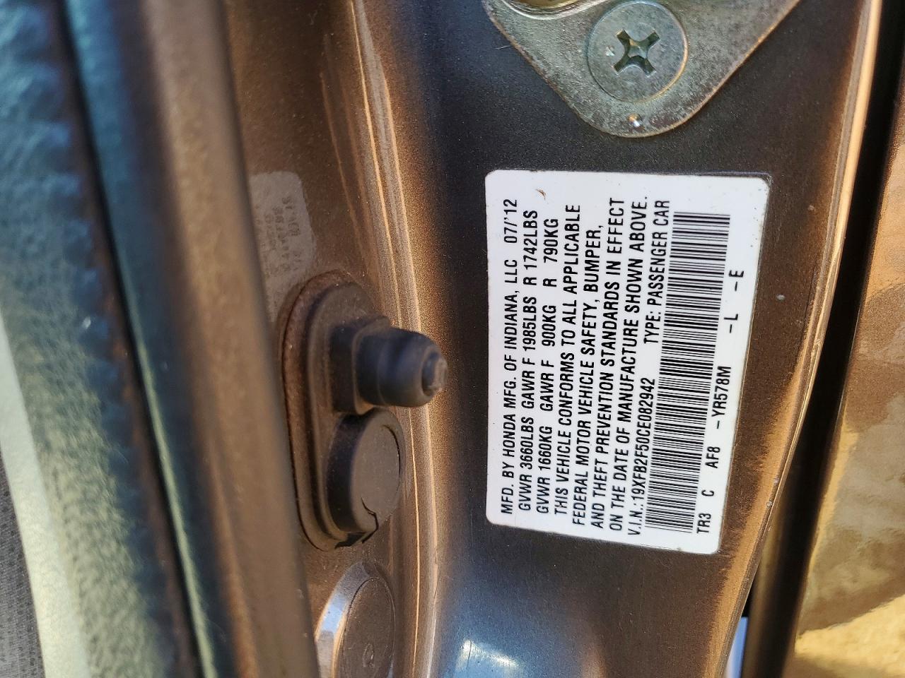 2012 HONDA CIVIC LX photo 12