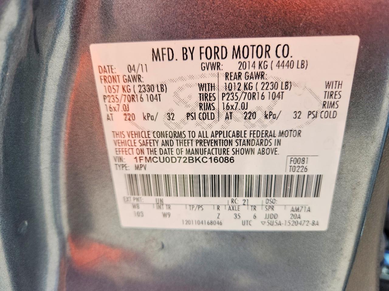 2011 FORD ESCAPE XLT photo 13