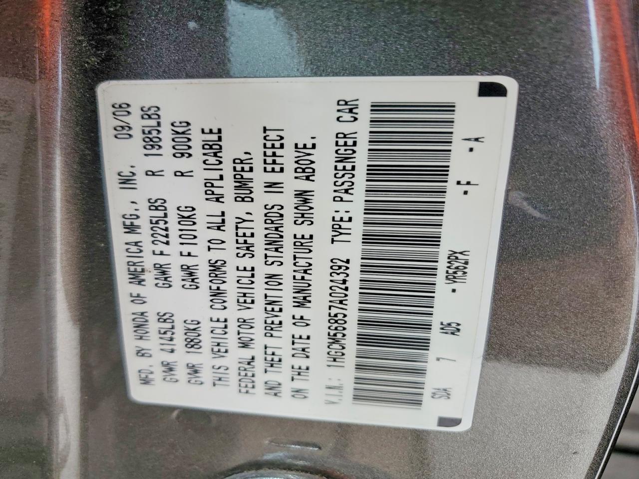2007 HONDA ACCORD EX photo 37