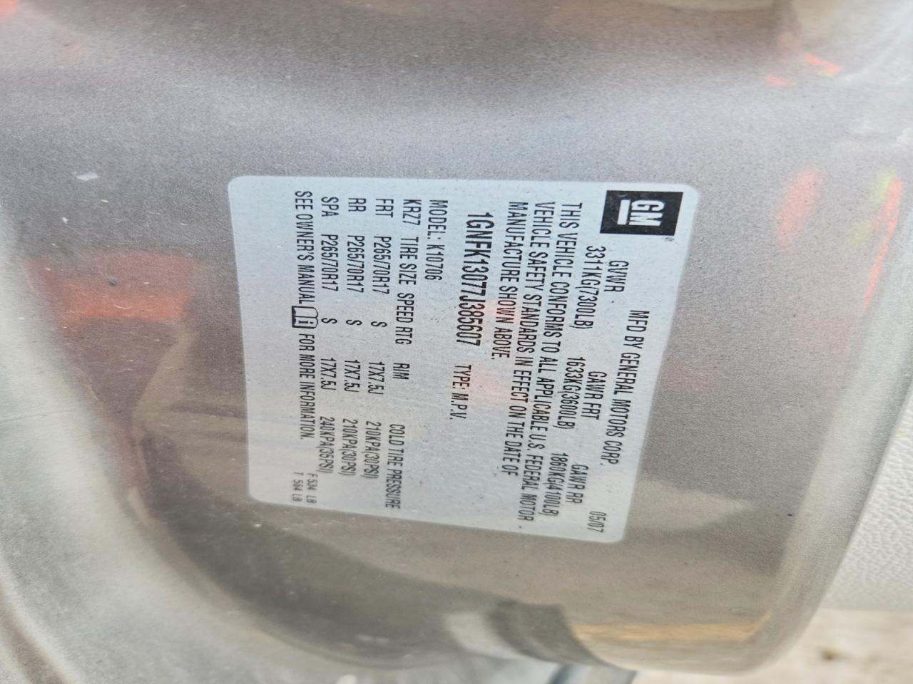 2007 CHEVROLET TAHOE K1500 photo 25