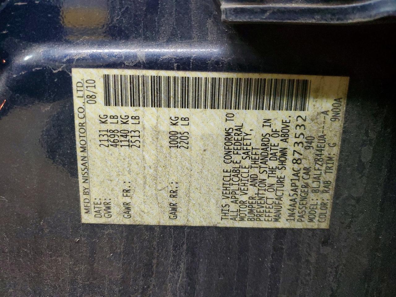 2010 NISSAN MAXIMA 3.5 S photo 12