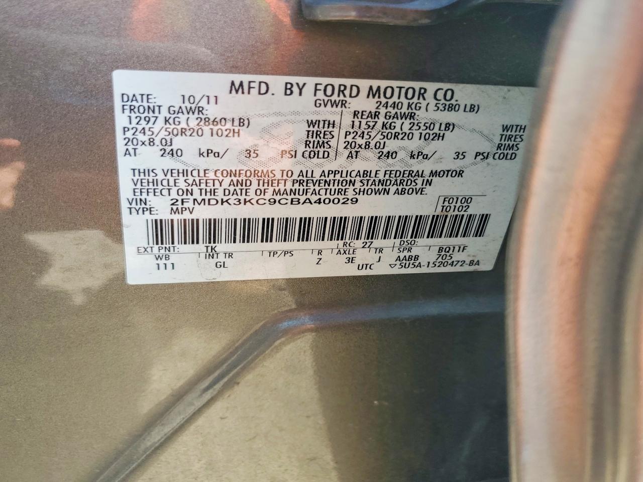 2012 FORD EDGE LIMITED photo 37