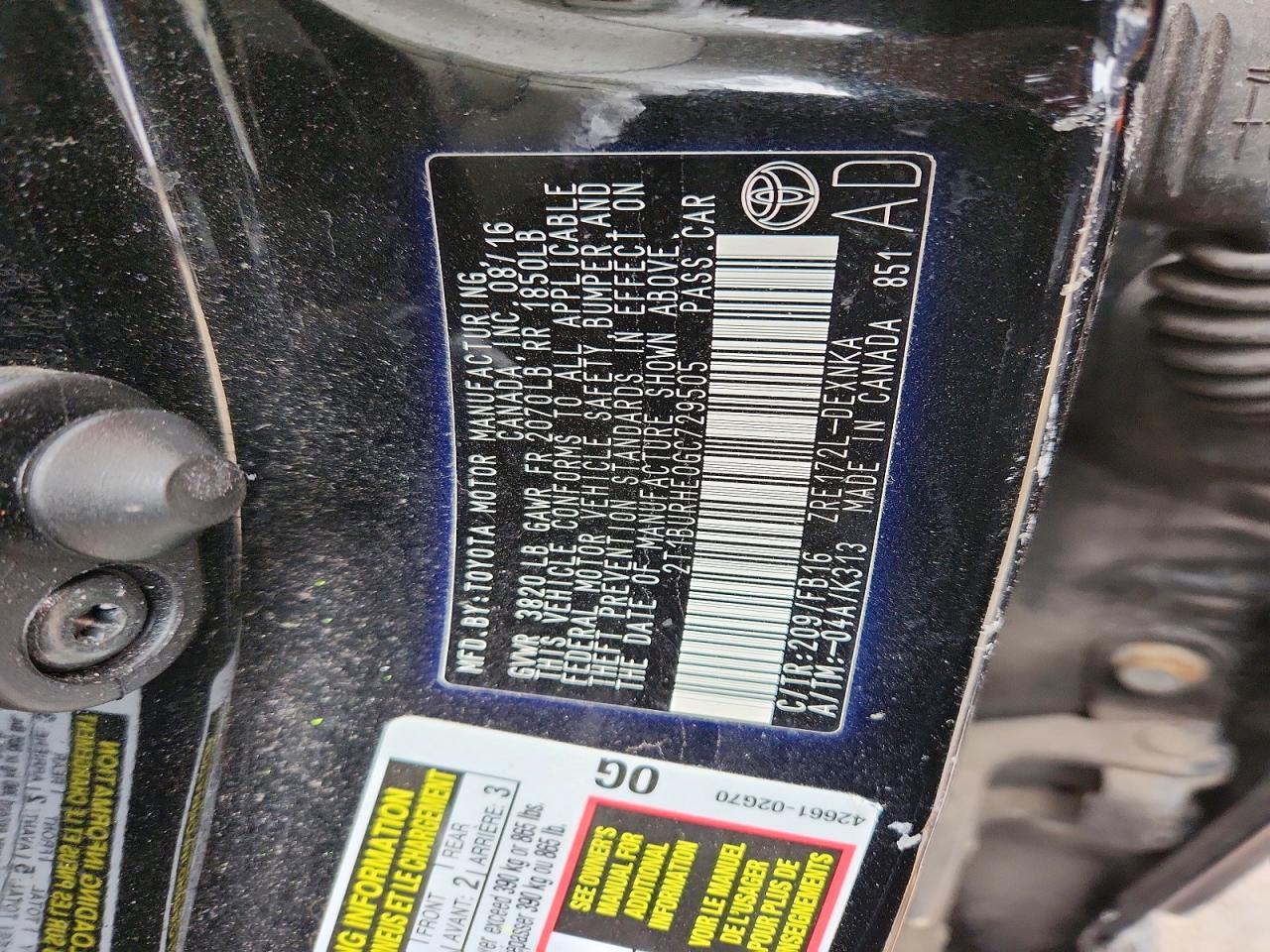 2016 TOYOTA COROLLA LE PLUS photo 12