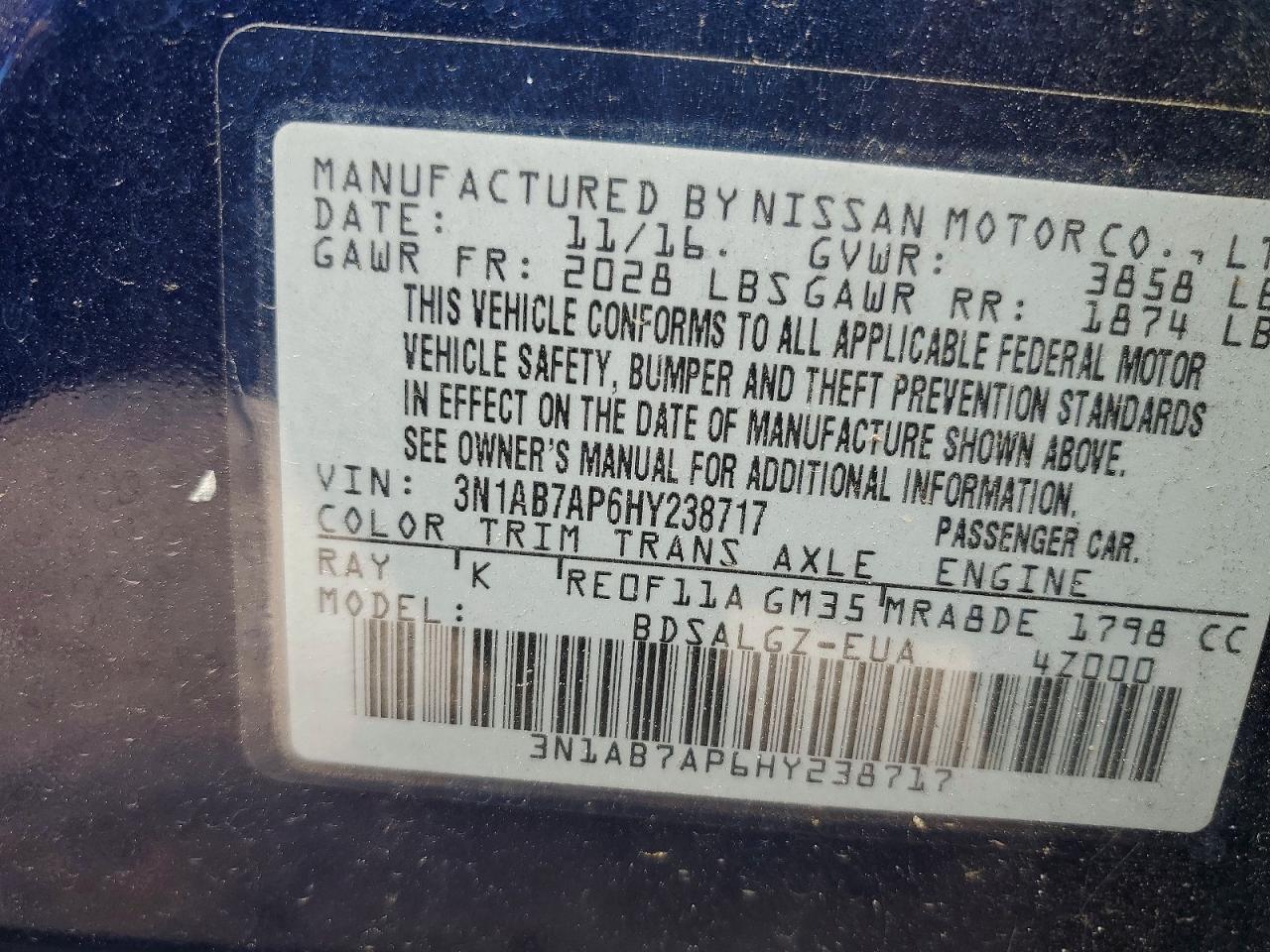 2017 NISSAN SENTRA SL photo 23