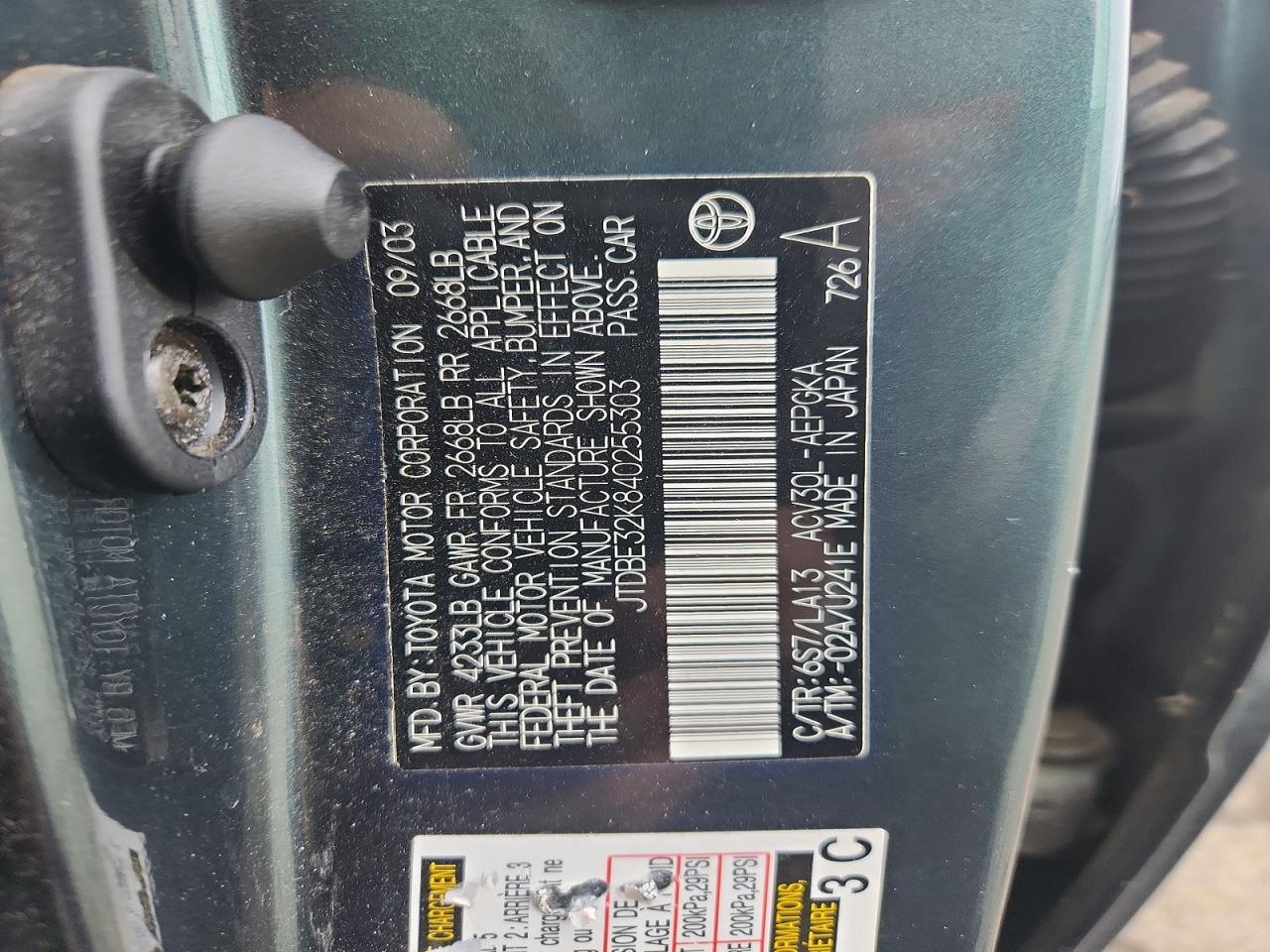 2004 TOYOTA CAMRY XLE photo 12