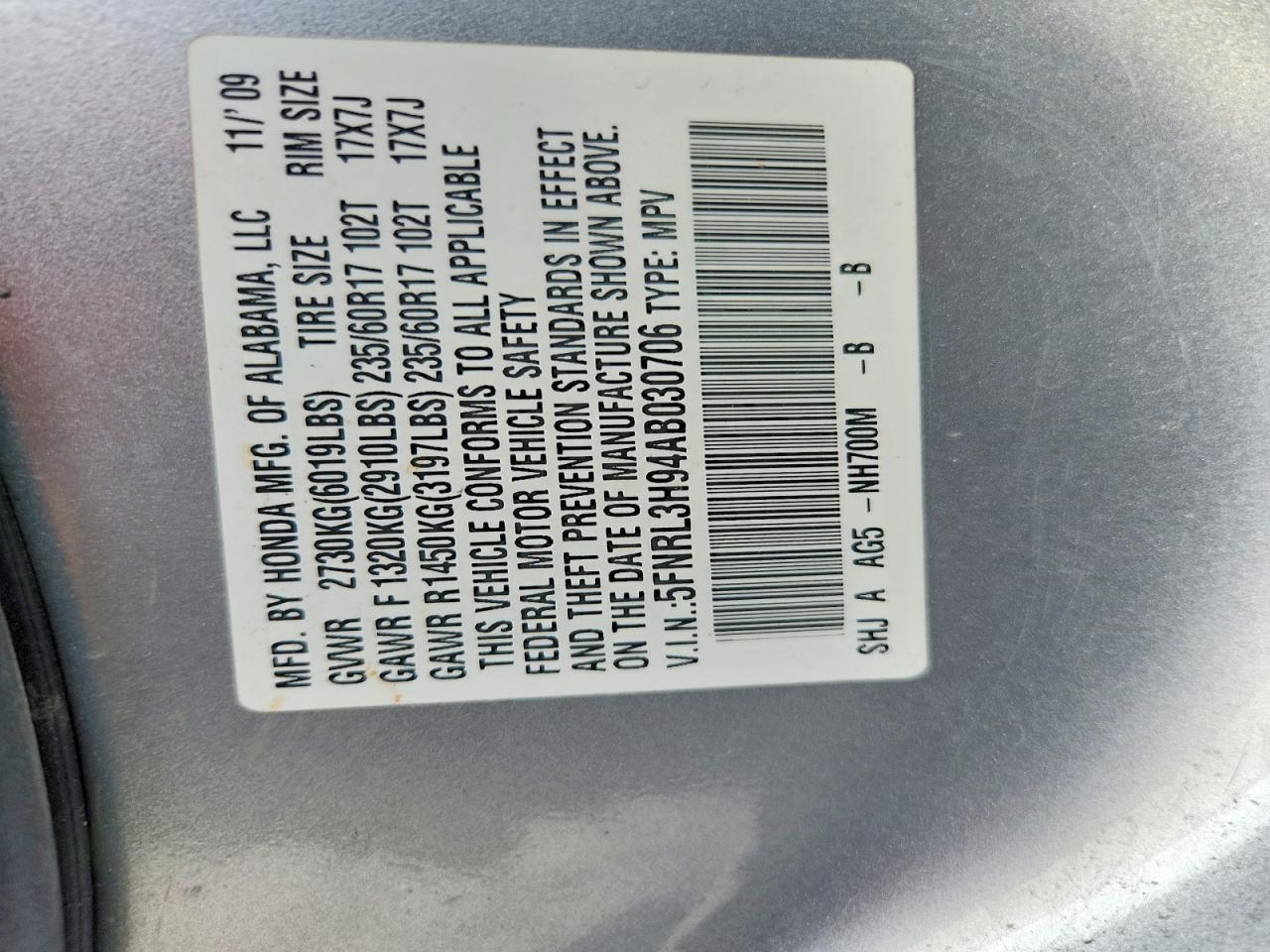 2010 HONDA ODYSSEY TOURING photo 25
