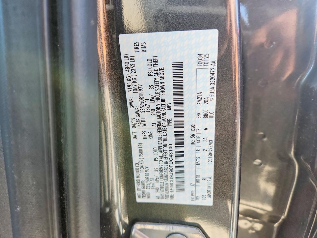2015 FORD ESCAPE TITANIUM photo 12