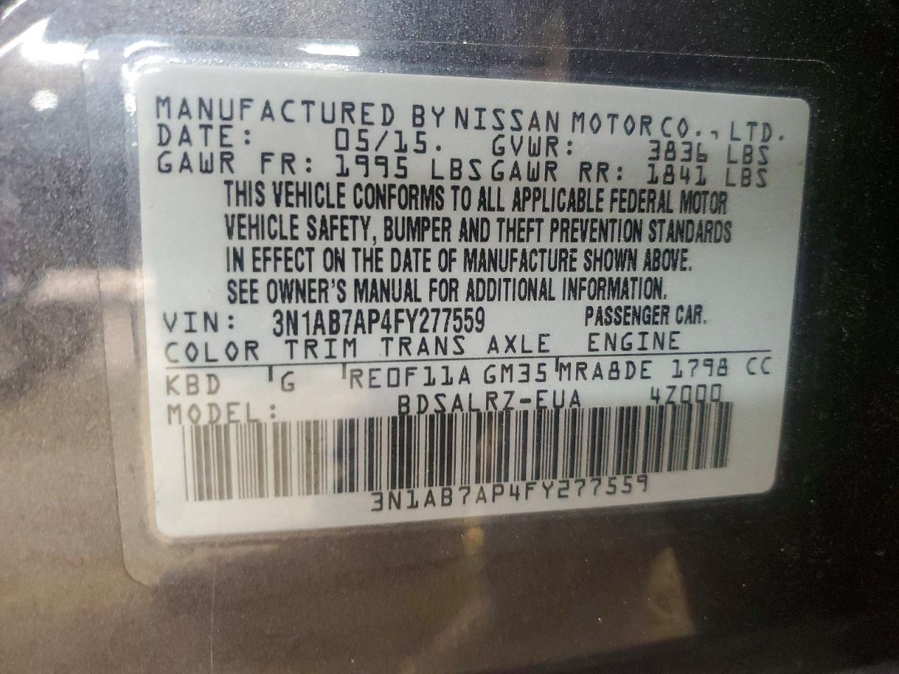 2015 NISSAN SENTRA SR photo 23