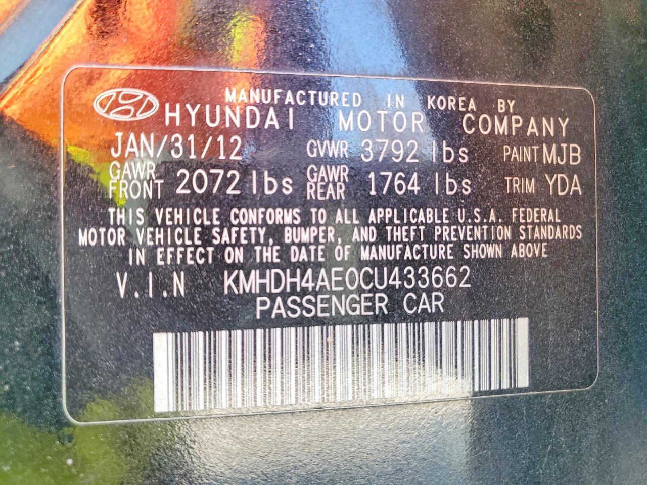 2012 HYUNDAI ELANTRA GLS photo 34