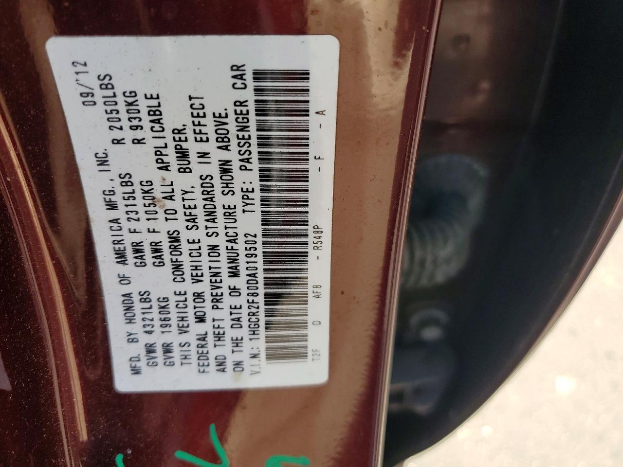 2013 HONDA ACCORD EXL photo 12