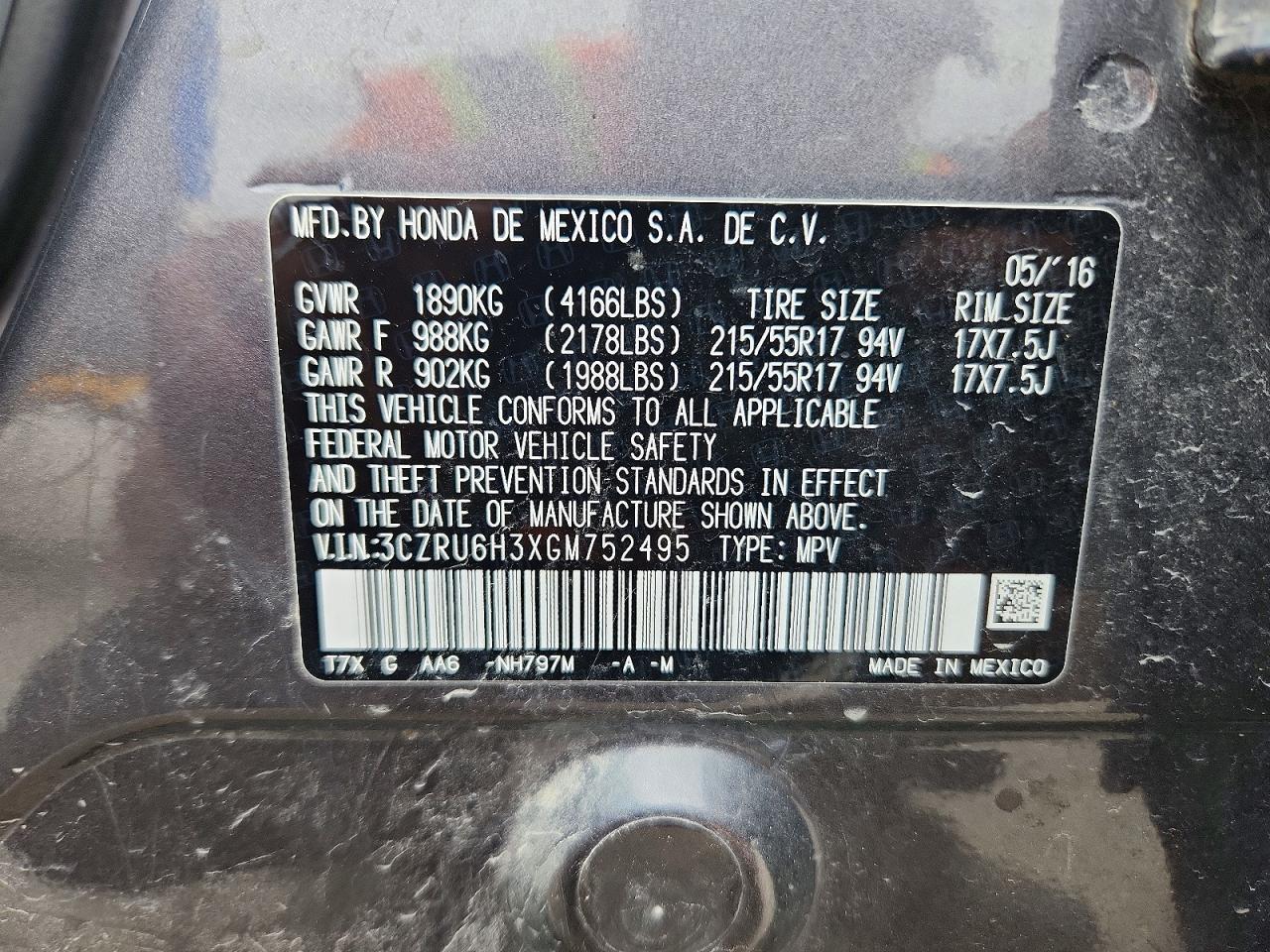 2016 HONDA HR-V LX photo 14