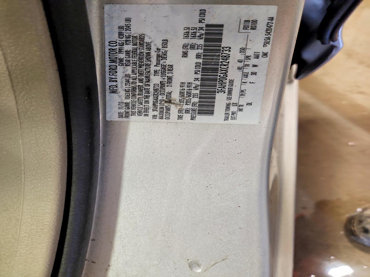 2012 FORD FUSION S photo 25