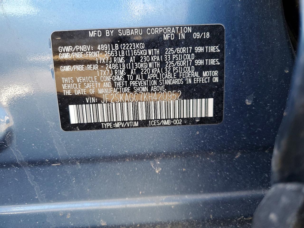 2019 SUBARU FORESTER PREMIUM photo 12