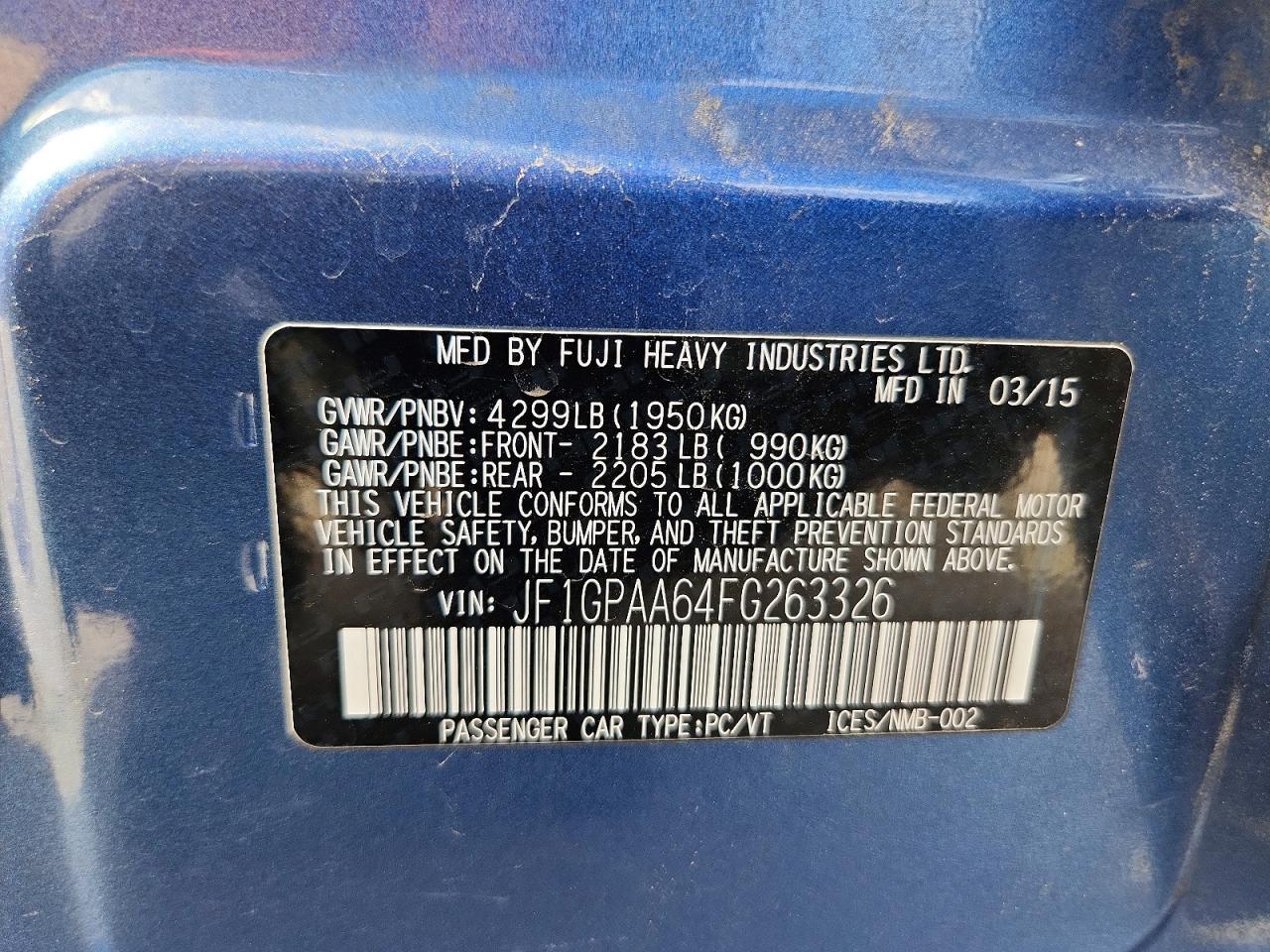2015 SUBARU IMPREZA photo 34