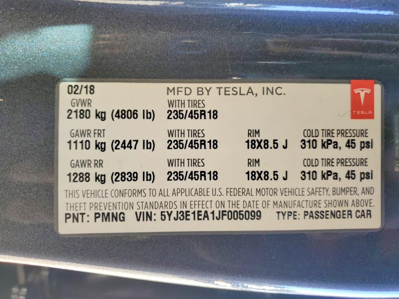 2018 TESLA MODEL 3 photo 25