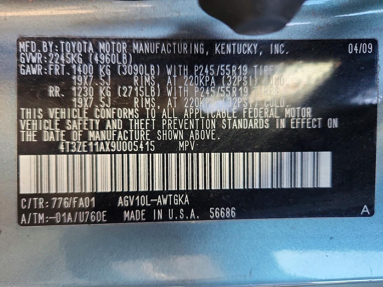 2009 TOYOTA VENZA FWD 4CYL photo 13