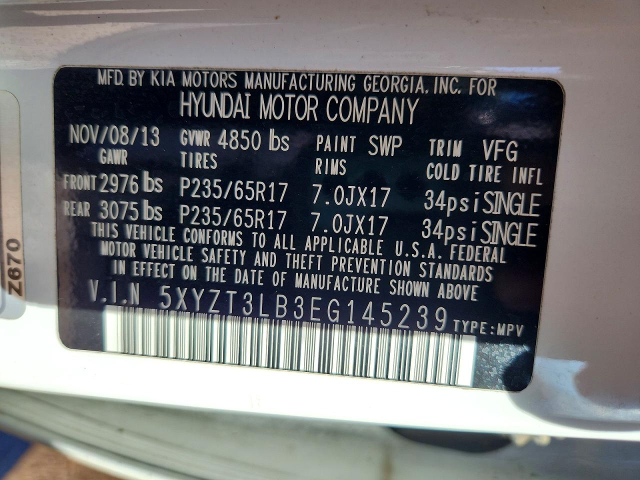 2014 HYUNDAI SANTA FE SPORT 2.4L photo 13