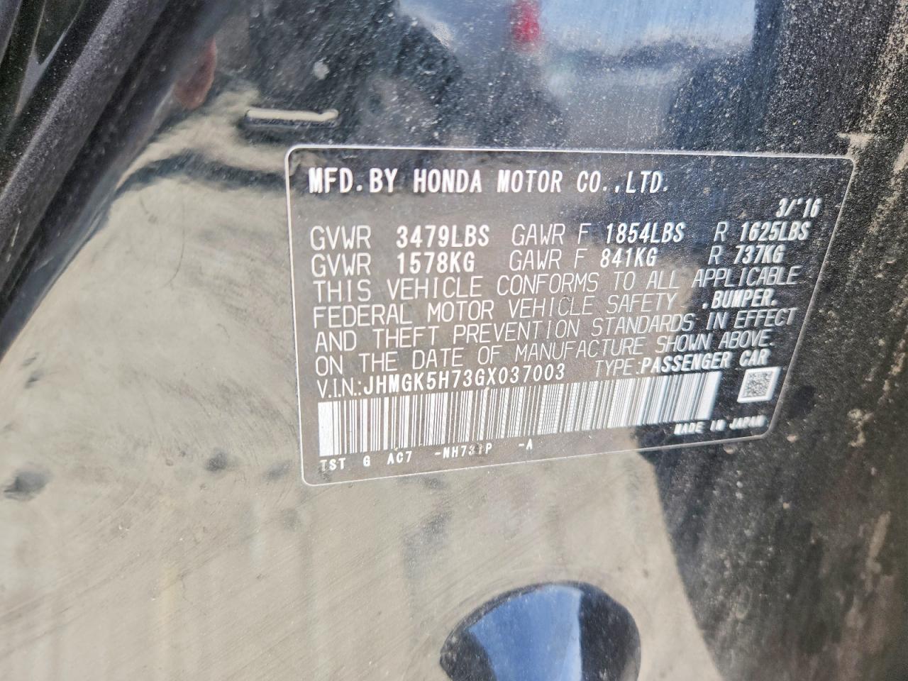 2016 HONDA FIT EX photo 12