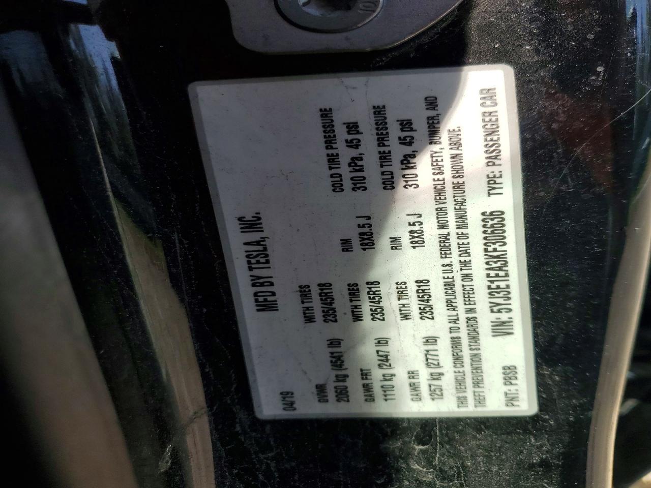 2019 TESLA MODEL 3 photo 12