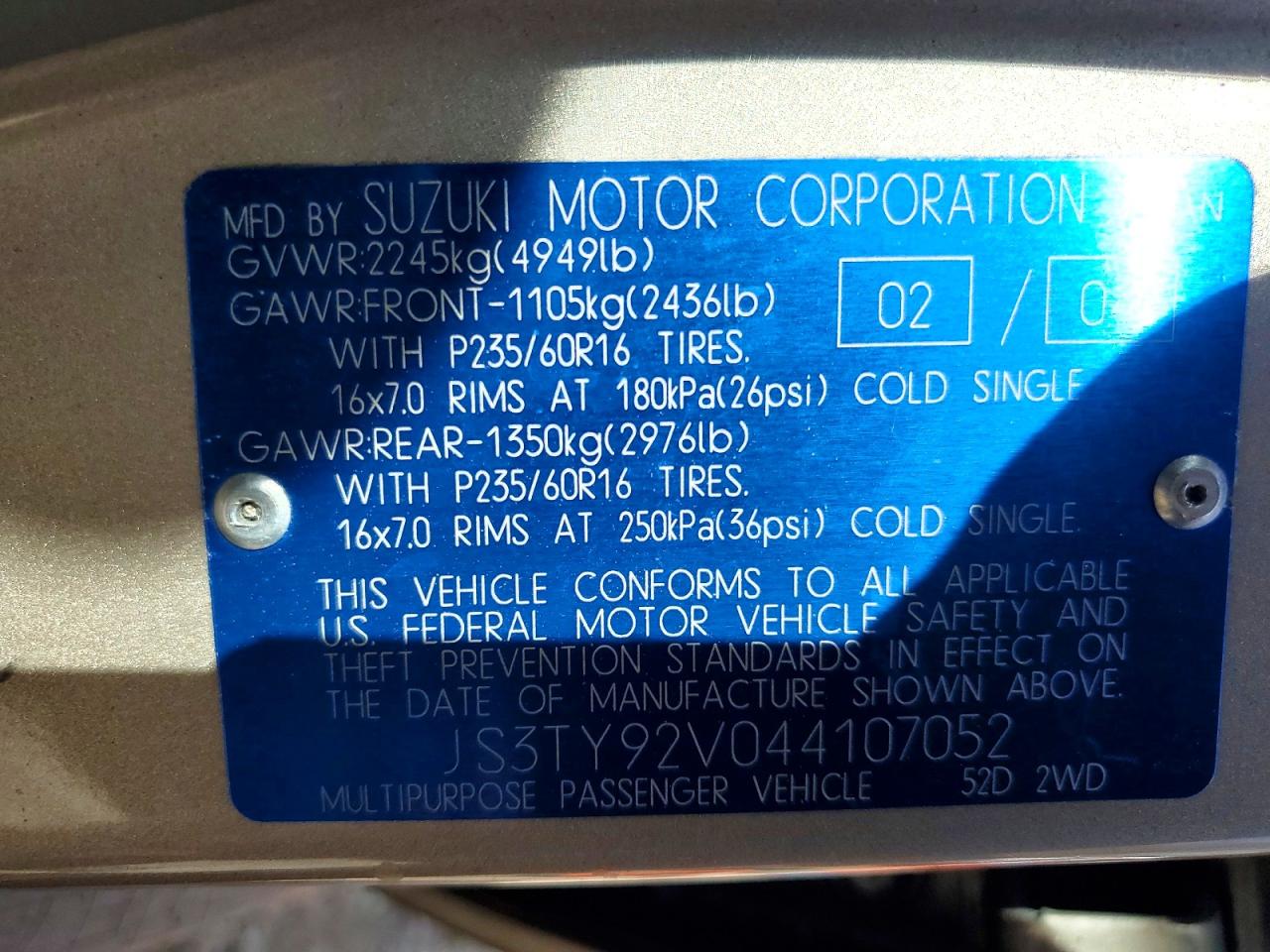 2004 SUZUKI XL7 EX photo 13
