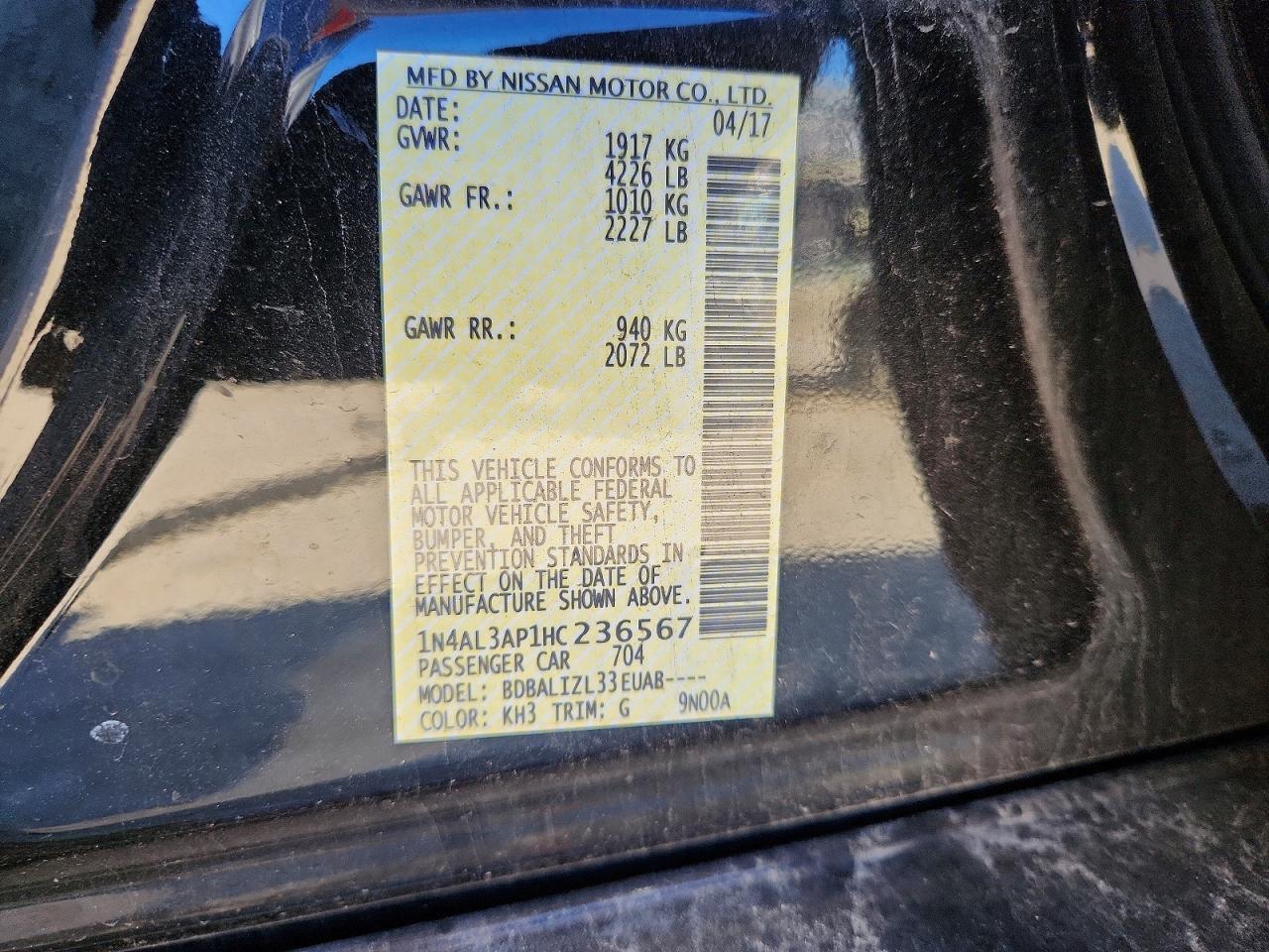 2017 NISSAN ALTIMA 2.5 SV photo 37