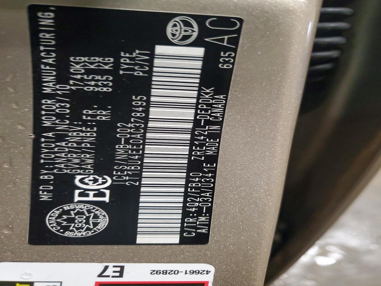 2010 TOYOTA COROLLA BASE photo 13