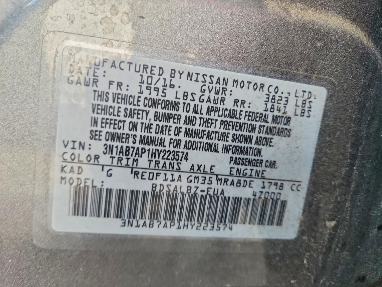 2017 NISSAN SENTRA S photo 13