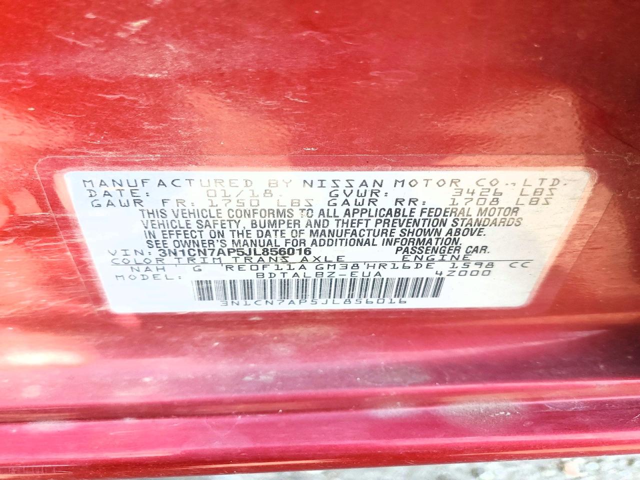 2018 NISSAN VERSA SV photo 23