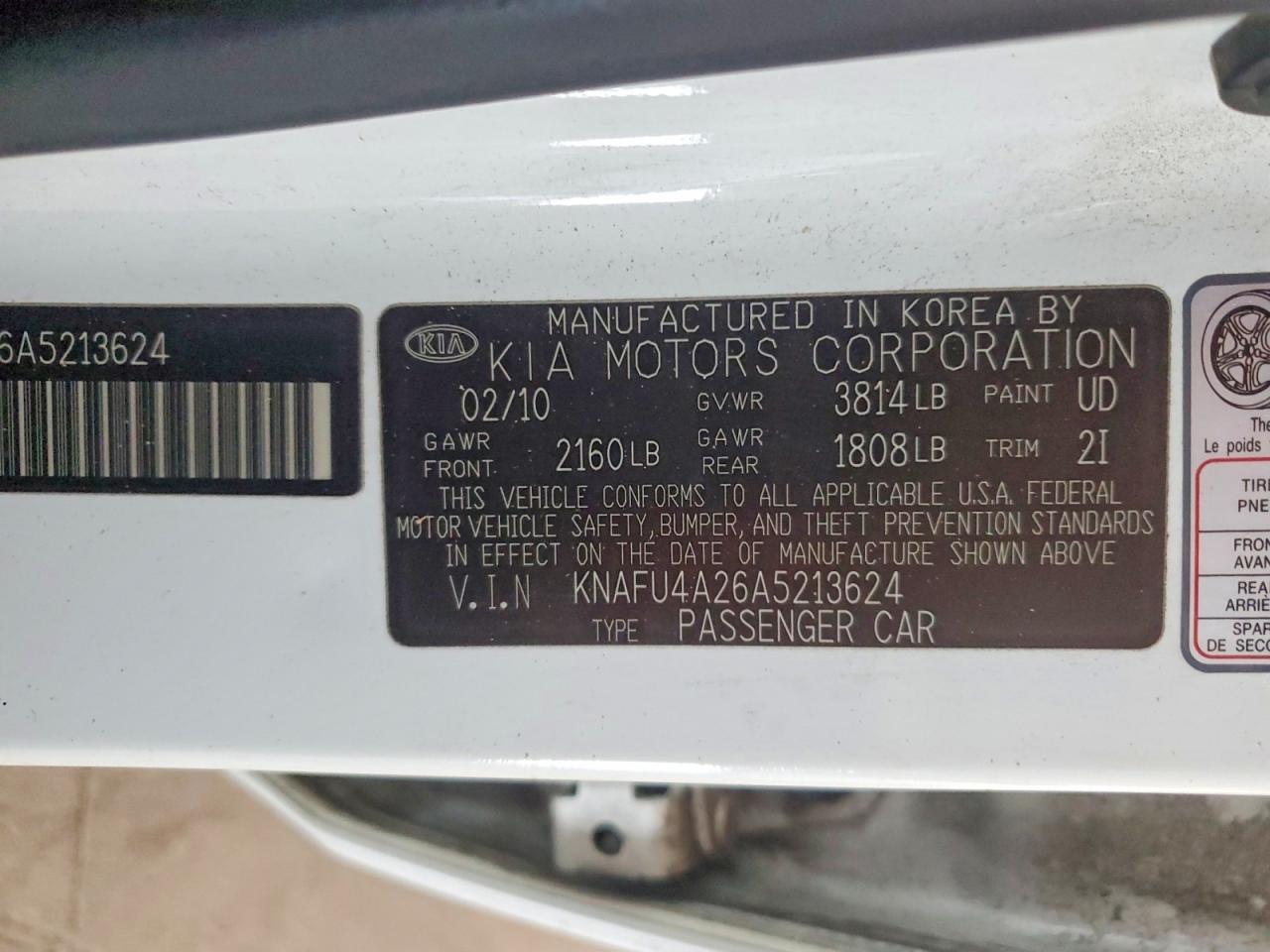 2010 KIA FORTE EX photo 12
