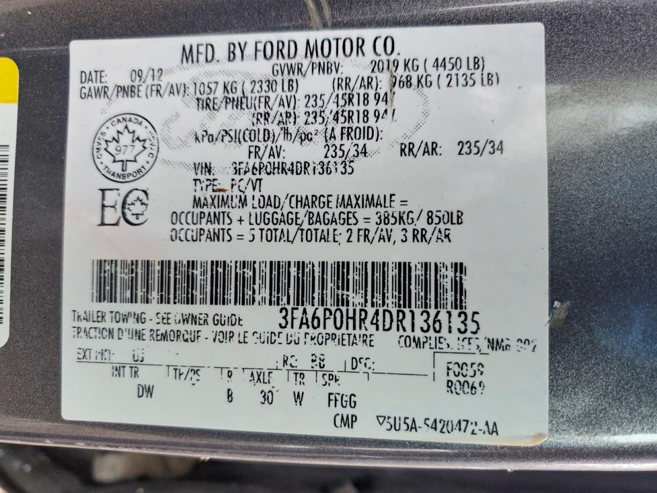 2013 FORD FUSION SE photo 34