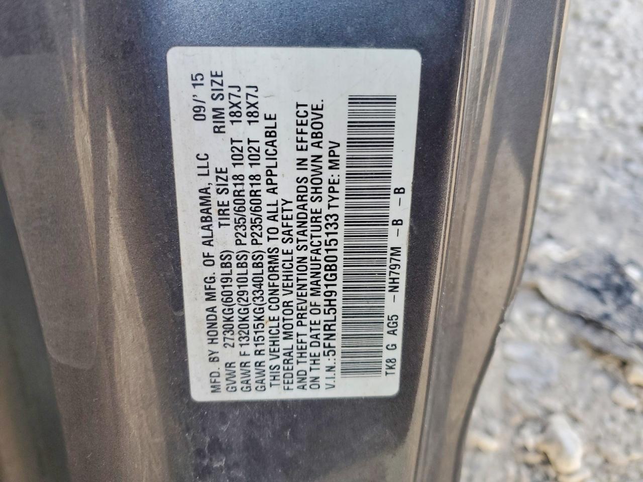 2016 HONDA ODYSSEY TOURING photo 37