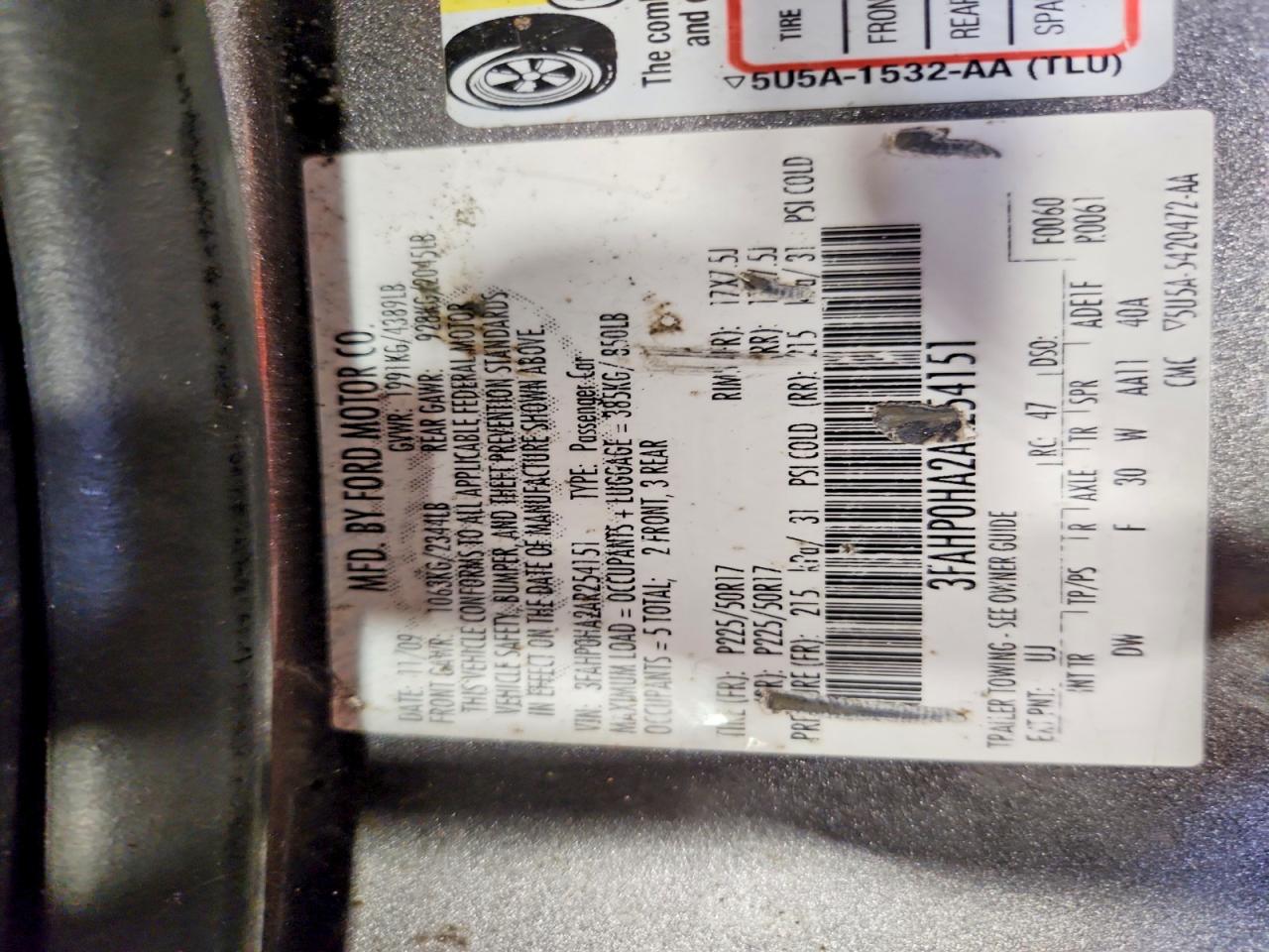 2010 FORD FUSION SE photo 12