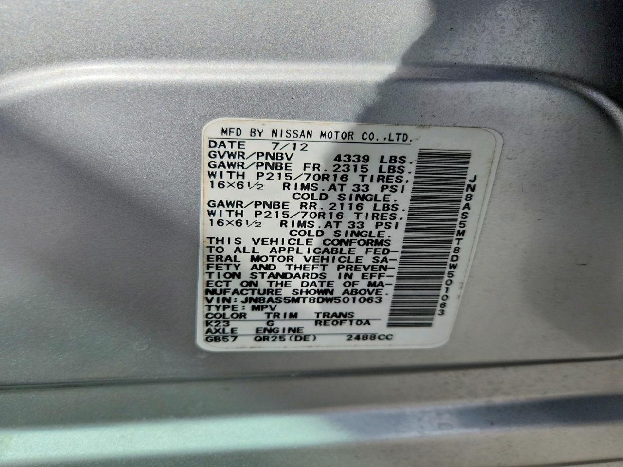 2013 NISSAN ROGUE S photo 37