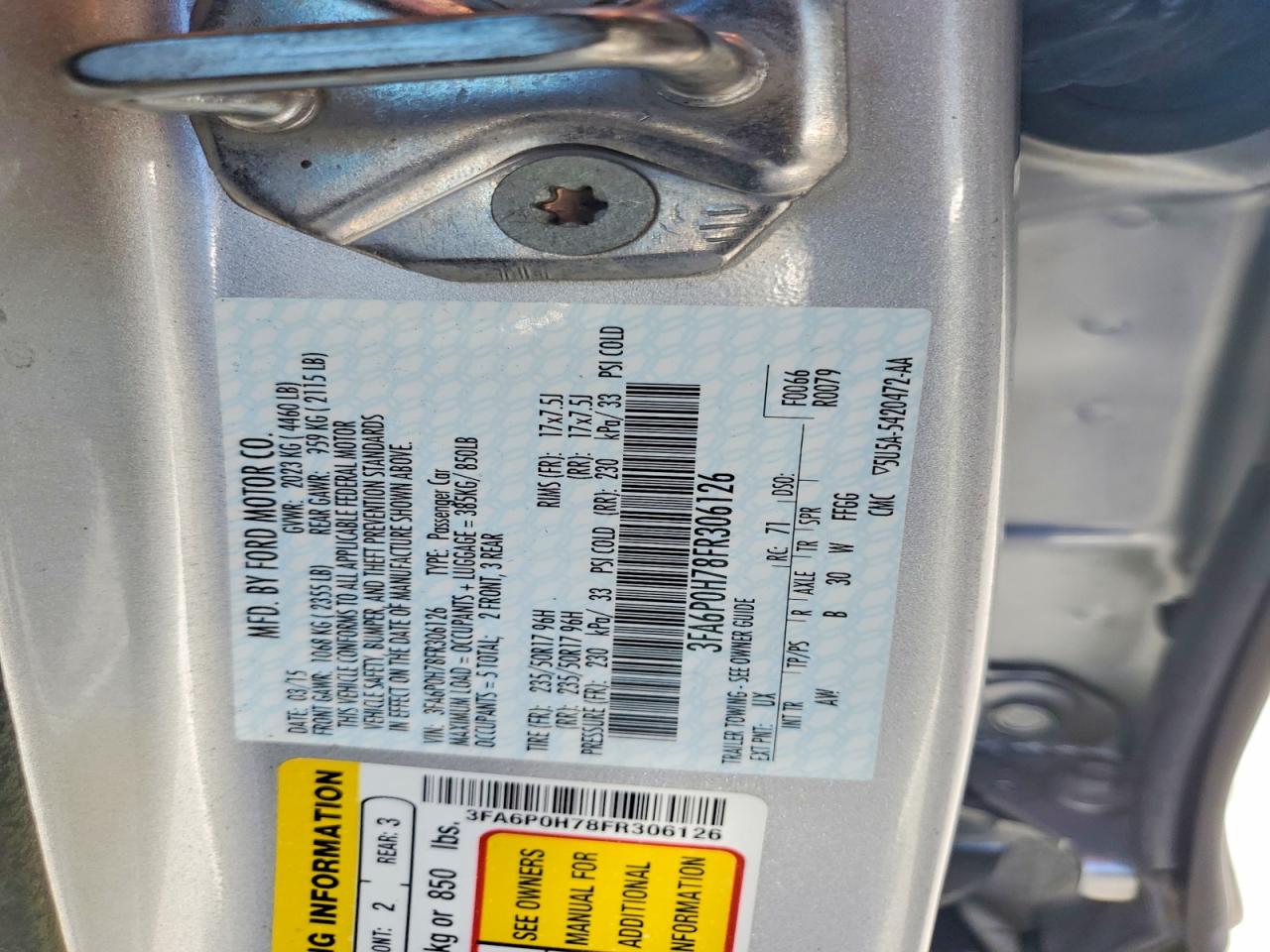 2015 FORD FUSION SE photo 23