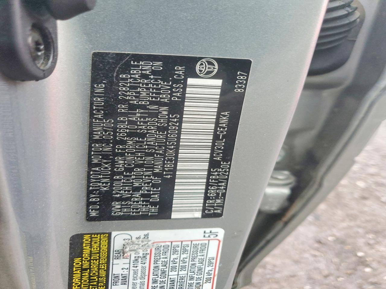 2005 TOYOTA CAMRY LE photo 23