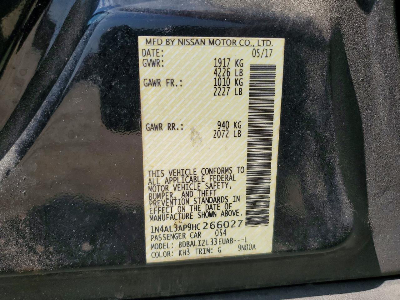 2017 NISSAN ALTIMA 2.5 photo 12