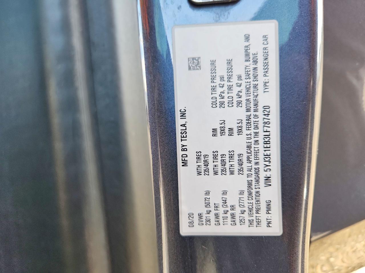 2020 TESLA MODEL 3 photo 12