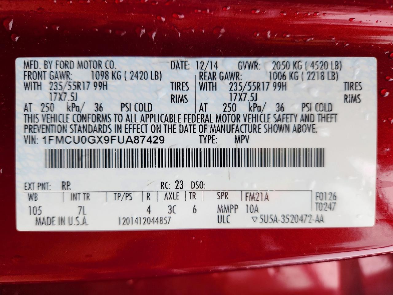 2015 FORD ESCAPE SE photo 40