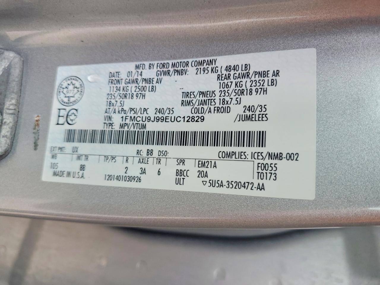 2014 FORD ESCAPE TITANIUM photo 14